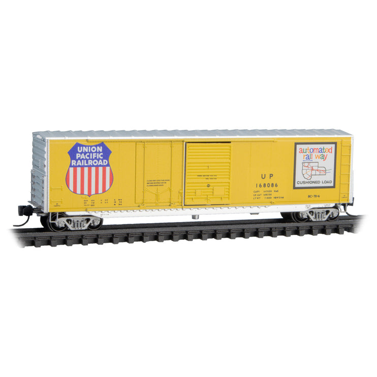 Micro Trains N Scale Union Pacific 50' Standard Box Car w/ Plug & Sliding Door RD# UP 168086 | Fusion Scale Hobbies