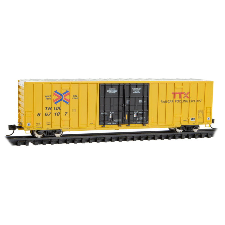 Micro Trains N Scale TTX 60' Rib Side Double-Plug Door High Cube Boxcar RD# TBOX 667107 | Fusion Scale Hobbies