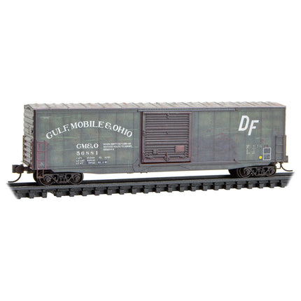 Micro Trains N Gulf, Mobile & Ohio 50' Standard Box Car Weathered 2-Pack With Jewel Cases RD# GM&O 55528, 56881 | Fusion Scale Hobbies