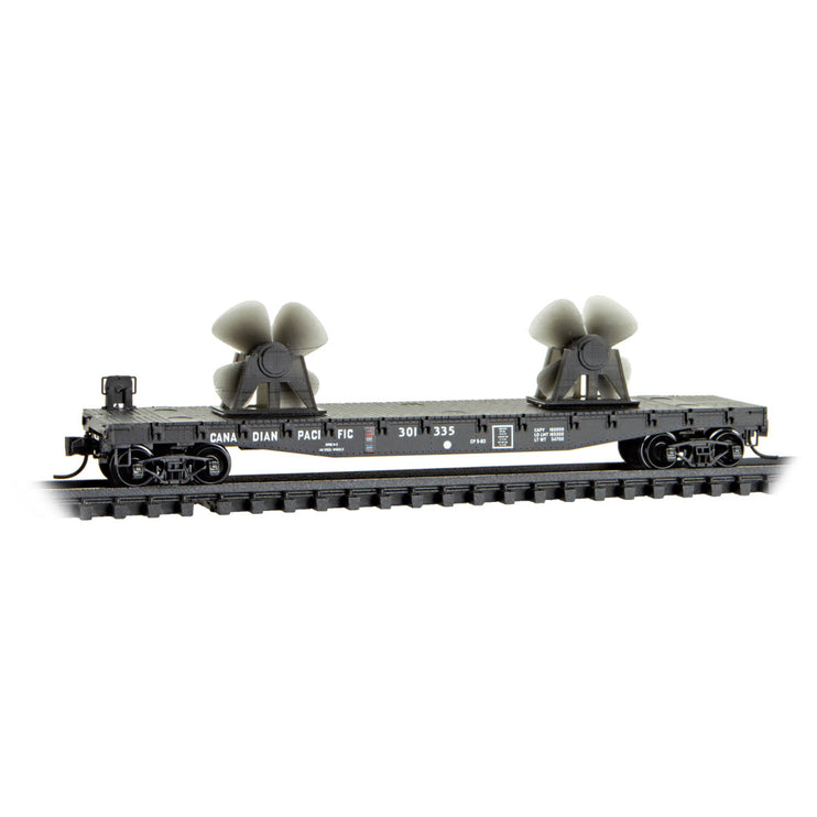 Micro Trains N Canadian Pacific Flat Car with Propeller Load RD# CP 301335 | Fusion Scale Hobbies