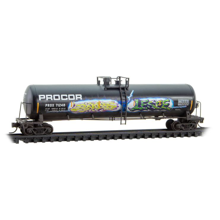 Micro Trains Line N Procor Tank Car Weathered 2 Pack with Jewel Case RD# PROX 71248, 71314 | Fusion Scale Hobbies