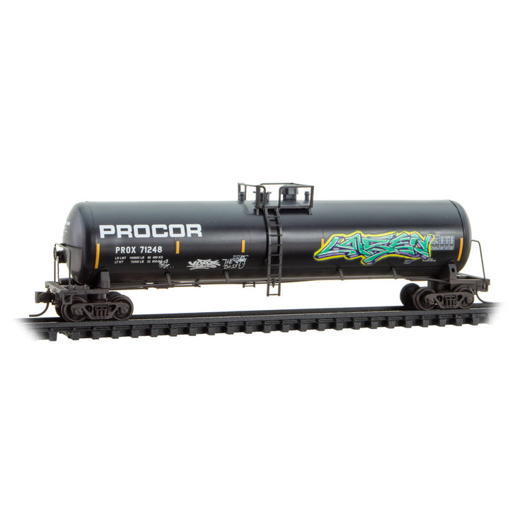 Micro Trains Line N Procor Tank Car Weathered 2 Pack with Jewel Case RD# PROX 71248, 71314 | Fusion Scale Hobbies