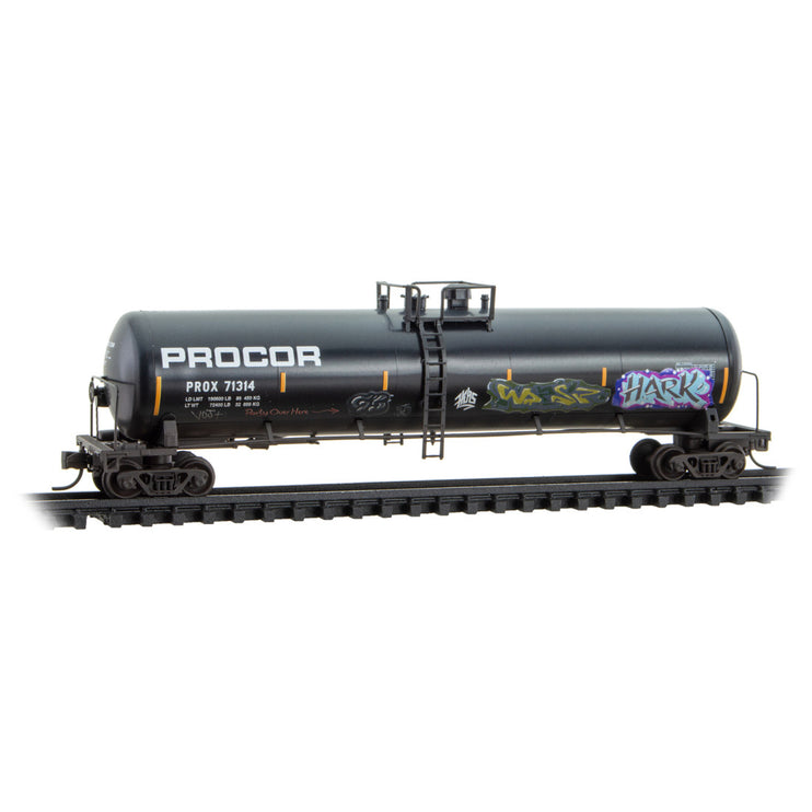 Micro Trains Line N Procor Tank Car Weathered 2 Pack with Jewel Case RD# PROX 71248, 71314 | Fusion Scale Hobbies