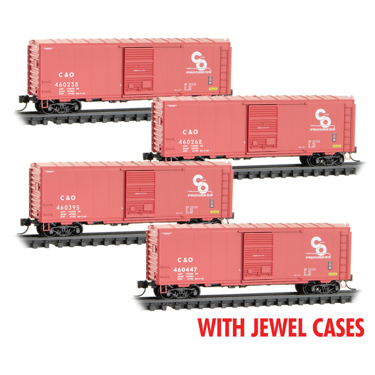 Micro Trains N Chesapeake & Ohio 40' Standard Boxcar RD# C&O 460238, 460268, 460395, 460447 | Fusion Scale Hobbies