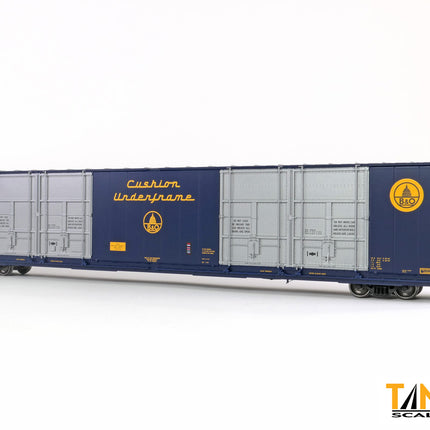 Tangent Baltimore & Ohio (B&O) “Delivery 1-1970 Blue” Greenville 86′ Quad Plug Door Box Car - Fusion Scale Hobbies