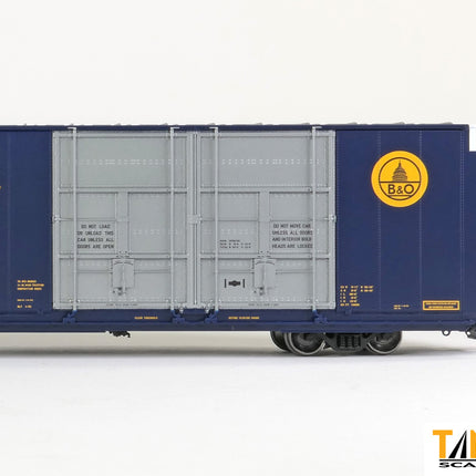 Tangent Baltimore & Ohio (B&O) “Delivery 1-1970 Blue” Greenville 86′ Quad Plug Door Box Car - Fusion Scale Hobbies | Train Supply