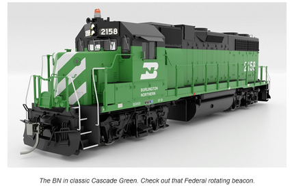 Rapido 38530 HO EMD GP38 Low Nose - Sound and DCC -- Burlington Northern #2164 (Cascade Green, black, white)