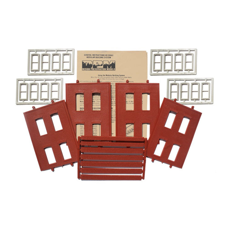 Woodland Scenics HO Scale DPM 2-Story Wall 4 Rectangular Windows