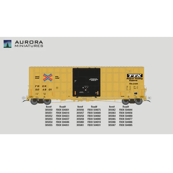 Aurora Miniatures HO Scale Gunderson / Greenbrier 6276 cf 50′ Plate F Boxcar - FBOX (2004 ver.) 504851
