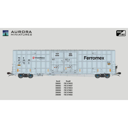 Aurora Miniatures HO Scale FXE Ferromemx Greenbrier 7550 cf 60’ Plate F Boxcar 1st Run 874680