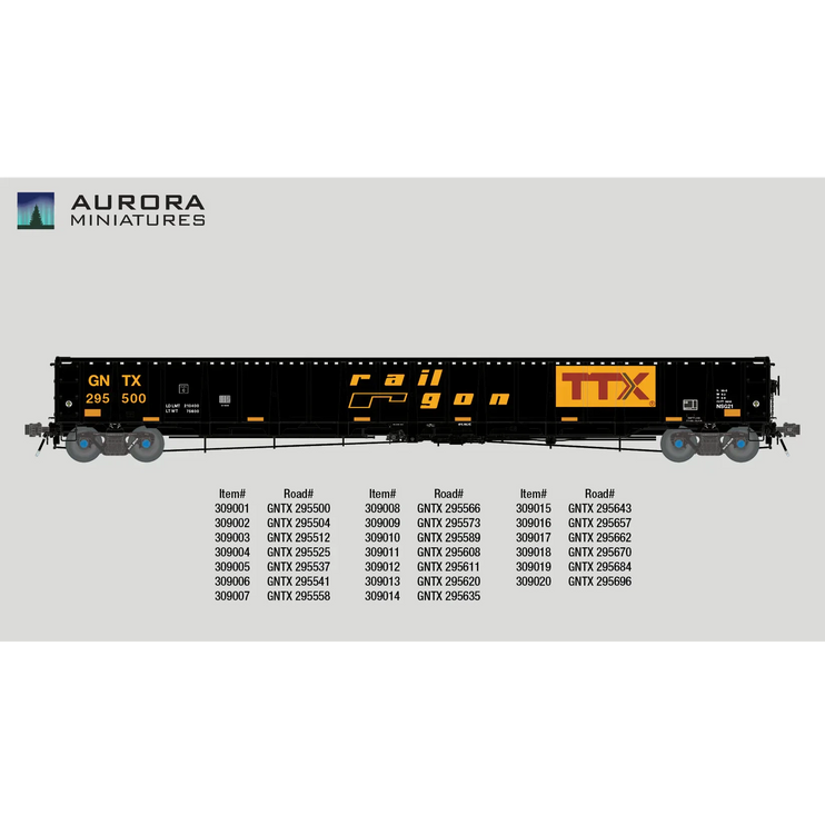 Aurora Miniatures HO Scale National Steel Car 3650 cf 66’ ‘Railgon’ Gondola 295525