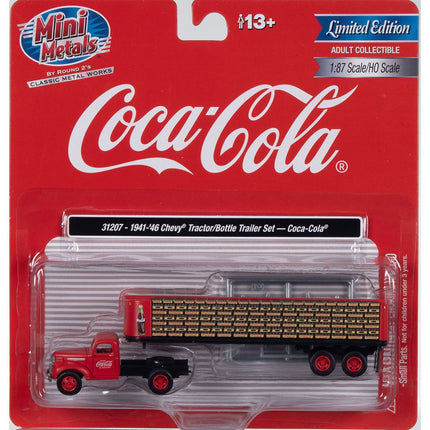 Classic Metal Works 1941-1946 Chevrolet Tractor w/Flatbed Trailer & Coca-Cola Bottles 1:87 HO Scale