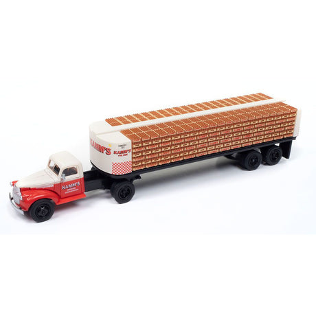 Classic Metal Works 1941-1946 Chevrolet Tractor w/Flatbed Trailer & Kamm's Beer Bottles 1:87 HO Scale
