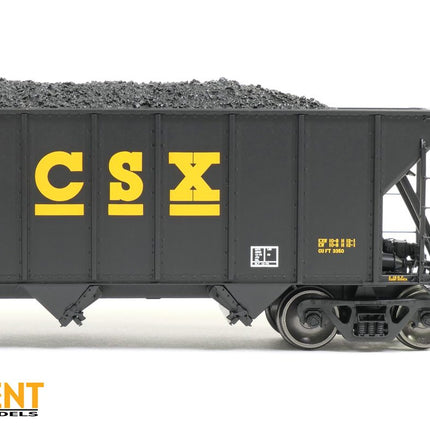 Tangent HO Scale SBD / CSXT Black Repaint 1987+ Bethlehem Steel 3350 CuFt Quad Coal Hopper 