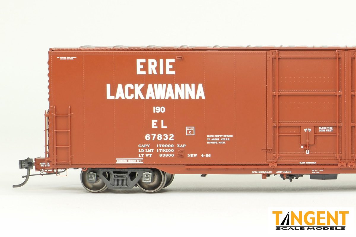 Tangent Erie Lackawanna (EL) “Delivery Red 1966” Greenville 6,000CuFt 60′ Double Door Box Car 67825