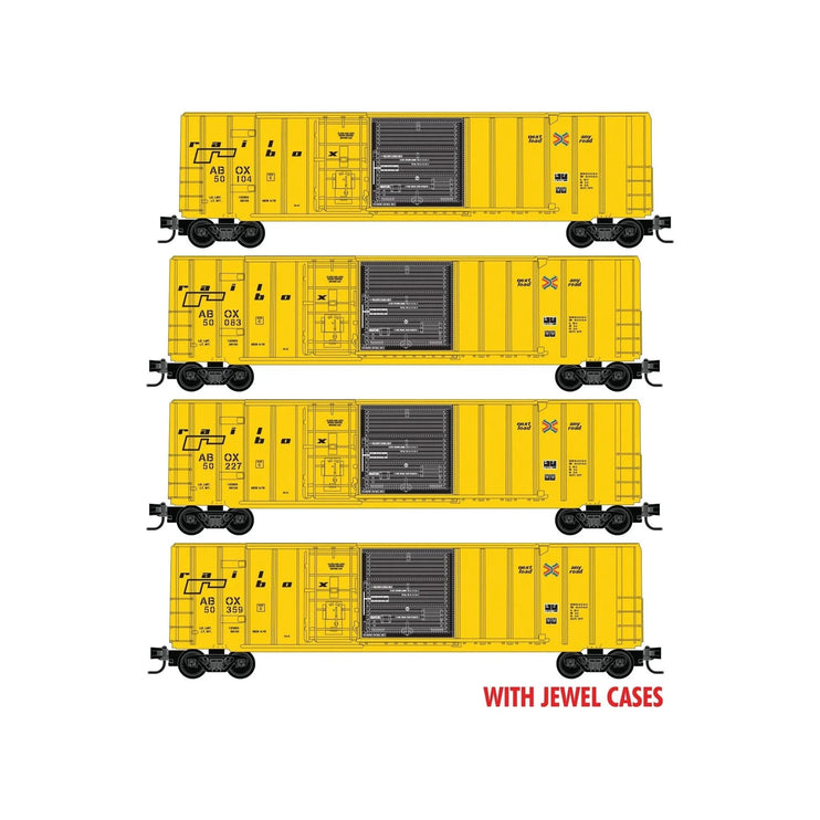 Micro Trains N Scale 50' Rib Side Box Car, Plug & Sliding Door w/o Roofwalk Runner 4 pk JEWEL CASE SNestRailbox RD# 50083, 50104, 50227, 50359 (Copy)