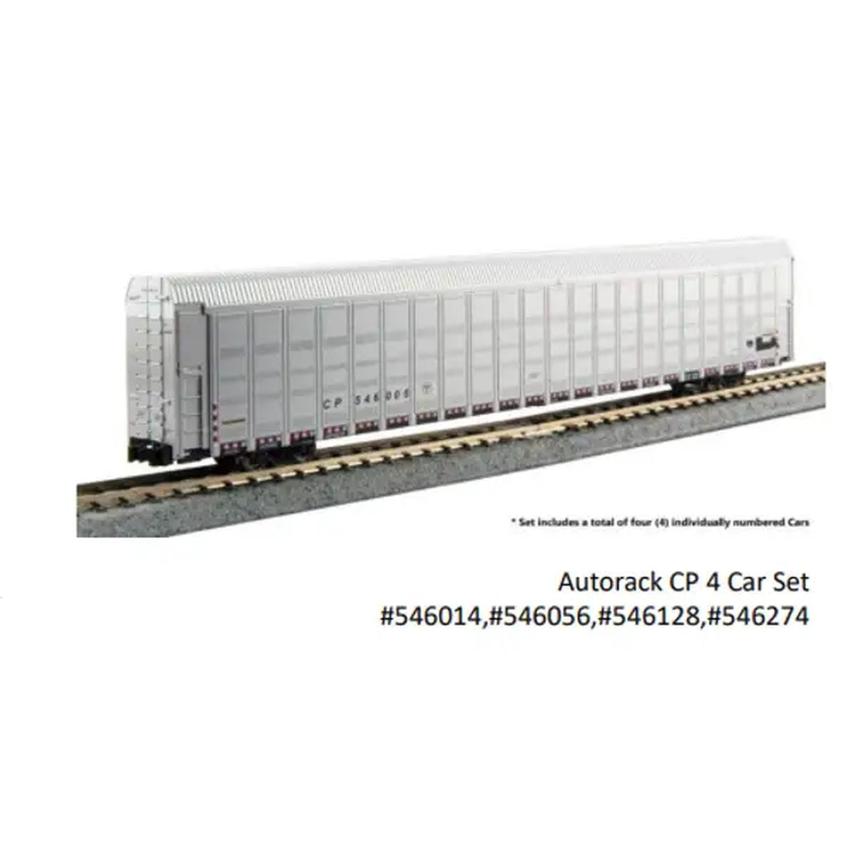 Kato N Scale Canadian Pacific Aluminum Autorack 4 Car Set 546014, 546056, 546128, 546274