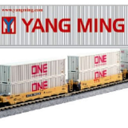 Kato N Scale MAXI-I Double Stack 5pk TTX #759368 w/Yang Ming Containers