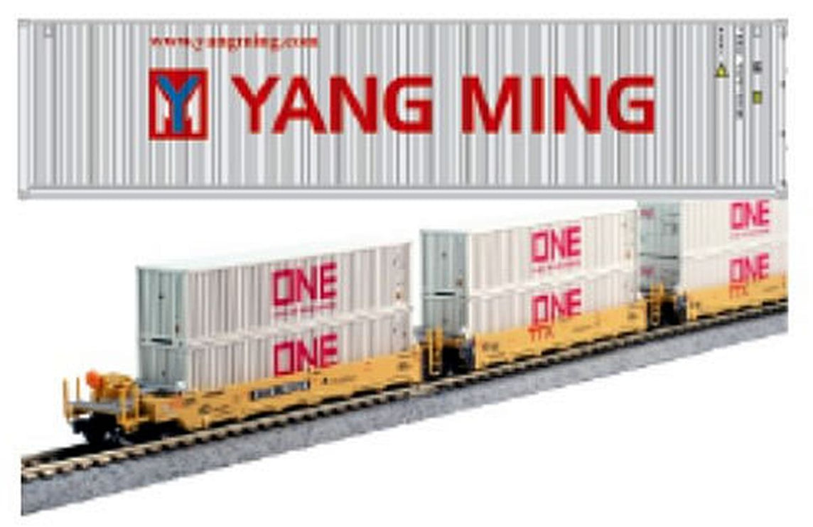 Kato N Scale MAXI-I Double Stack 5pk TTX #759368 w/Yang Ming Containers