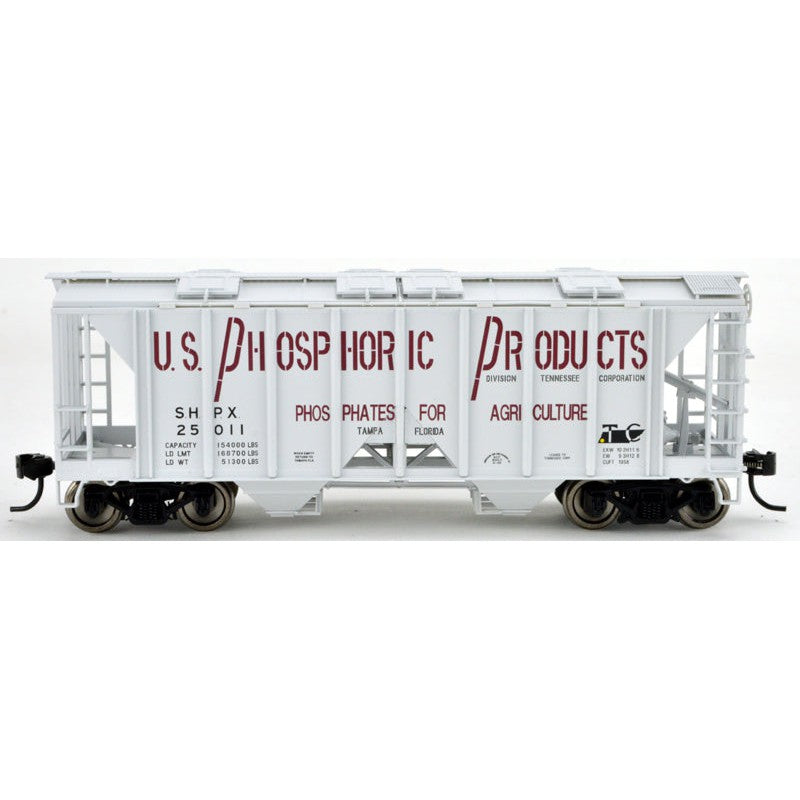 Bowser HO Scale 70 Ton 2 Bay Covered Hopper RTR US Phosphoric #25019