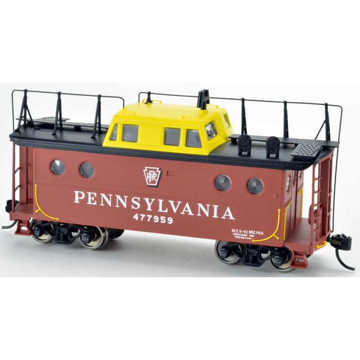 Bowser HO Scale N5C Caboose PRR Pennsylvania Shadow Keystone yellow cupola with antenna #477959