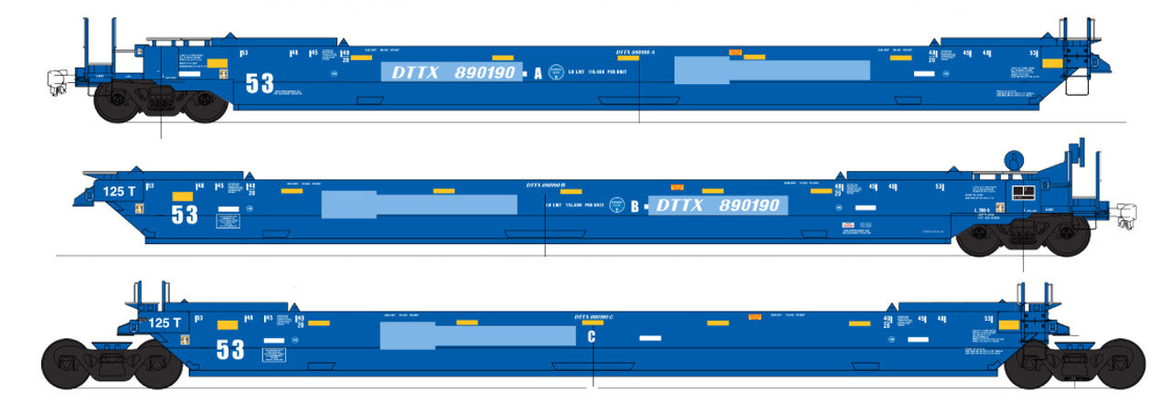 InterMountain TTX (DTTX) Ex BRAN 890190  Gunderson Maxi IV Stack Late articulated 3 unit Well Car