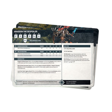 Games Workshop Warhammer 40K Chaos Space Marines Datasheet Cards