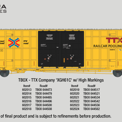 Aurora Miniatures N TBOX 644521 (XGH61C) Greenbrier 7550 cf 60' Plate F Boxcar