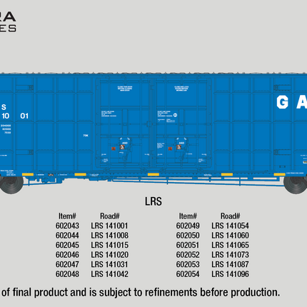 Aurora Miniatures N LRS 141073 Greenbrier 7550 cf 60' Plate F Boxcar