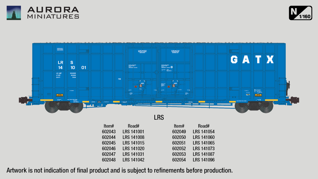 Aurora Miniatures N LRS 141087 Greenbrier 7550 cf 60' Plate F Boxcar