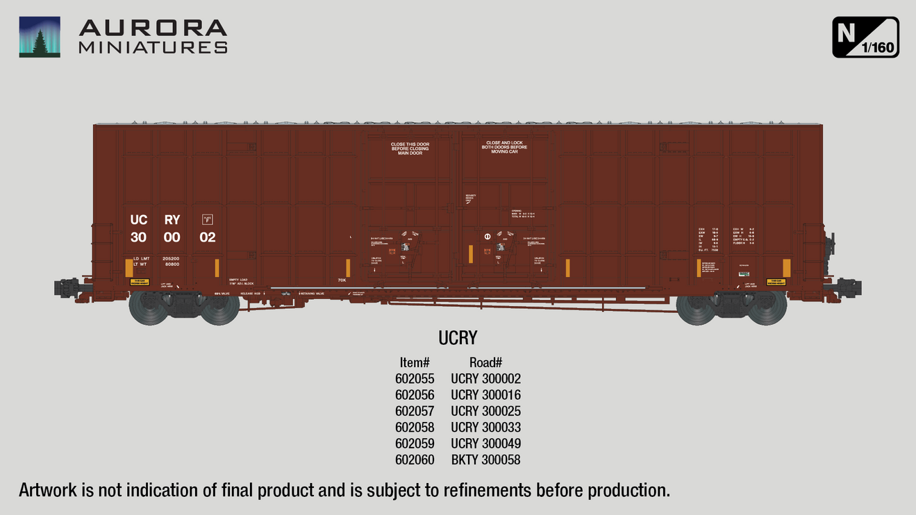 Aurora Miniatures N UCRY 300002 Greenbrier 7550 cf 60' Plate F Boxcar