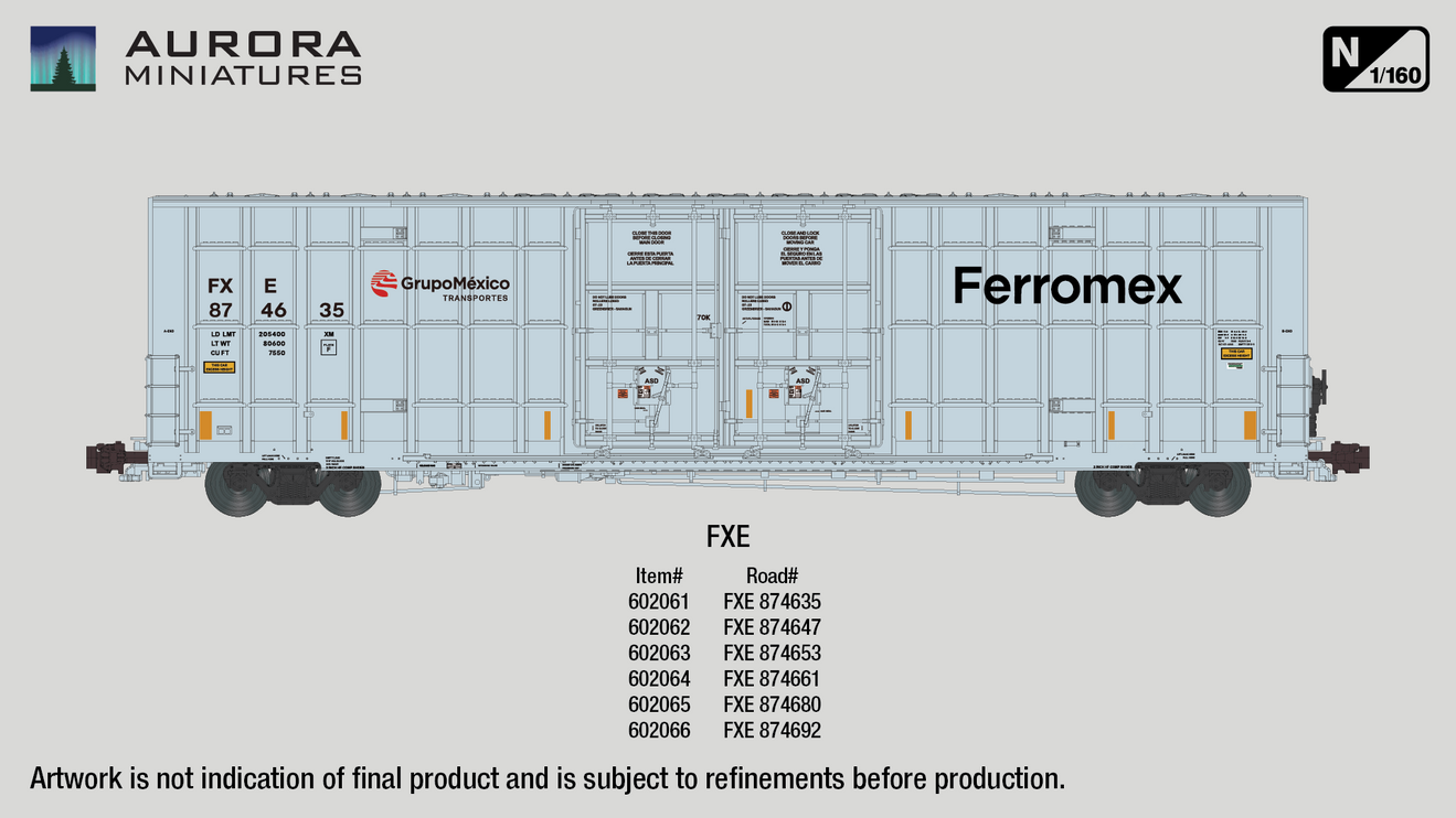 Aurora Miniatures N FXE 874647 Greenbrier 7550 cf 60' Plate F Boxcar