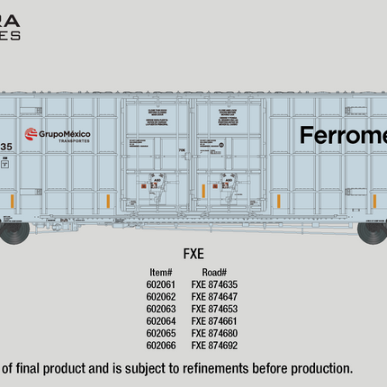 Aurora Miniatures N FXE 874653 Greenbrier 7550 cf 60' Plate F Boxcar