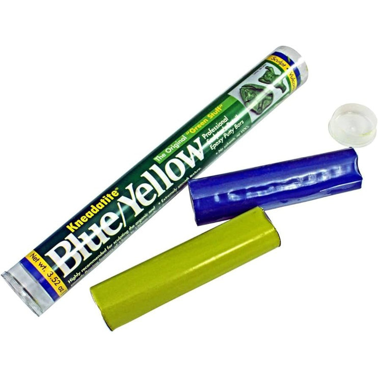 Green Stuff Putty Kneadatite Green Stuff Blue/Yellow Two-Part Epoxy Putty Bars 3-1/2''