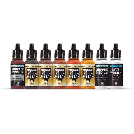 Vallejo 17ml Bottle Rust & Chipping Effects Model Air Paint Set (8 Colors)