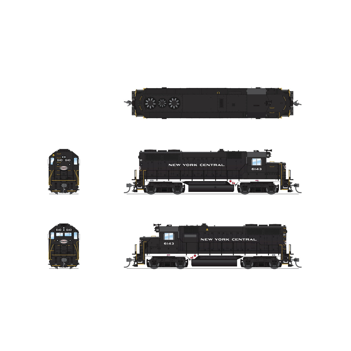 Broadway Limited HO Scale GP35 Diesel NYC #6143/blk&wht DC/DCC Sound