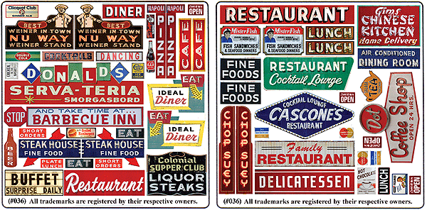 Blair Line 36 Printed Storefront & Advertising Signs Restaurant & Cafe Signs N Scale