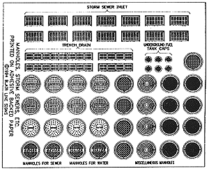 Blair Line 162 Manhole Covers & Storm Drains Printed on Adhesive Backed Paper HO Scale