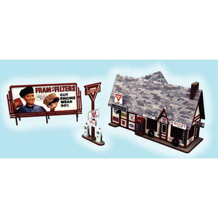 Blair Line 181 Ernie's Conoco Station 5 x 3-1/4" 12.5 x 8.1cm HO Scale