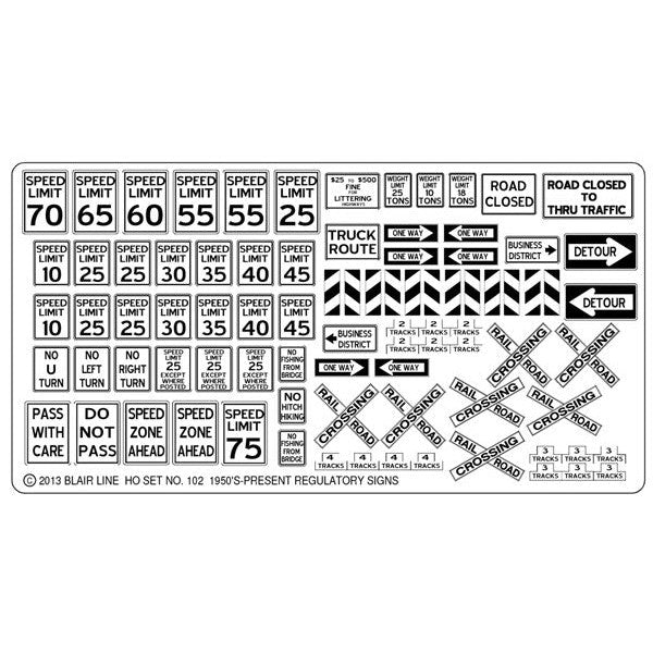 Blair Line 102 Highway Signs Regulatory Signs #1 1950s-Present (black white) HO Scale