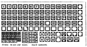 Blair Line 108 Highway Signs US Highway Route Markers 1950s-Present (black white) HO Scale