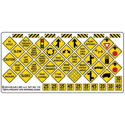 Blair Line 110 Highway Signs Warning #4 1948-Present (black yellow) HO Scale