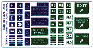 Blair Line 146 Highway Signs Freeway & "Symbol" 1971-Present (blue green & white) HO Scale