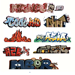 Blair Line 1244 Mega Set Modern "Tagger" Graffiti Decals #1 pkg(8) N Scale