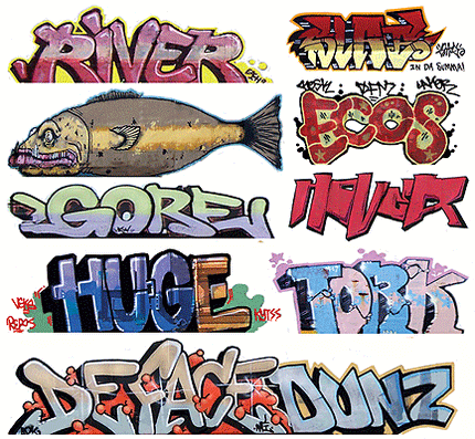 Blair Line 1256 Mega Set Modern "Tagger" Graffiti Decals #7 pkg(9) N Scale