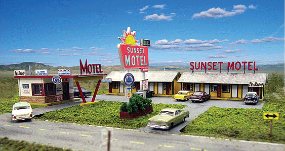 Blair Line 1001 Sunset Motel - Kit Office: 2-5/8 x 1-13/16" 6.6 x 4.5cm N Scale