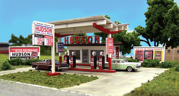 Blair Line 1002 Hudson Oil Gas Station Kit - 2-5/16 x 1-1/2" 5.9 x 3.8cm N Scale