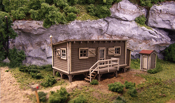 Blair Line 1000 Joe's Cabin w/Outhouse Kit - Cabin: 2-3/8 x 1-1/4" Outhouse 3/8 x 3/8" N Scale