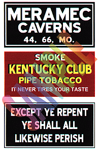 Blair Line 2253 Barn Sign Decals Set #4 - Meramac Caverns Except Ye Repent Kentucky Club HO Scale