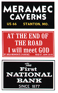 Blair Line 2252 Barn Sign Decals Set #3 - Meramec Caverns Will Meet God First National Bank HO Scale